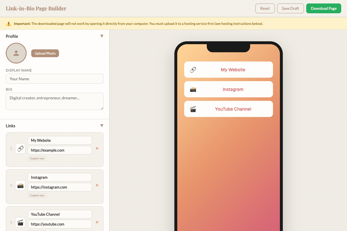 Social Link Page